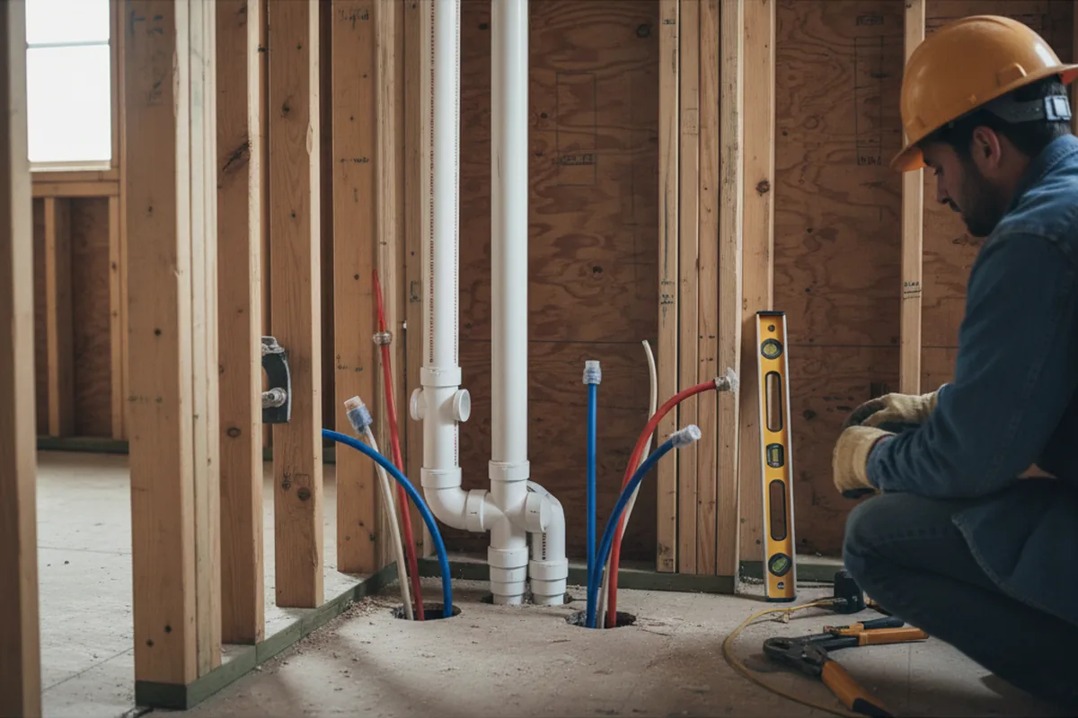 Drain and supply rough-in during Garbage Disposal Repair in Buckingham